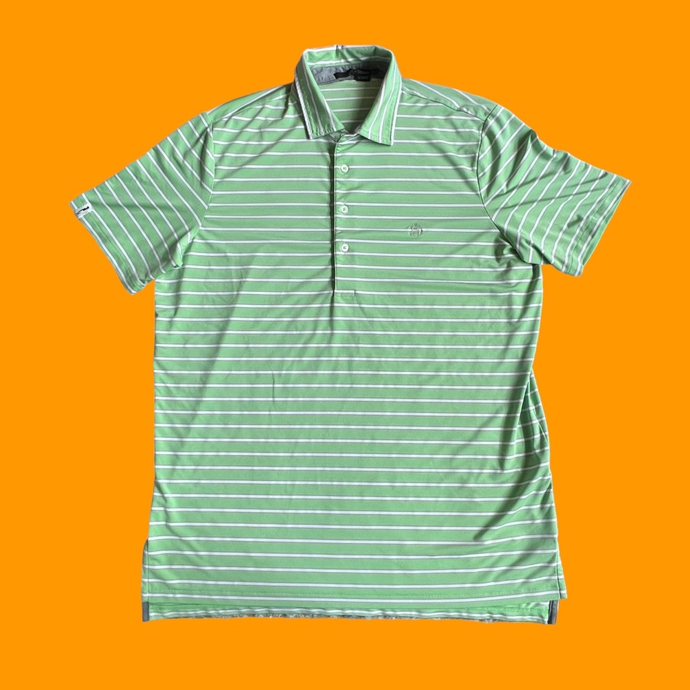 Ralph Lauren RLX Golf Polo Shirt Green Striped Athletic Men Size Large